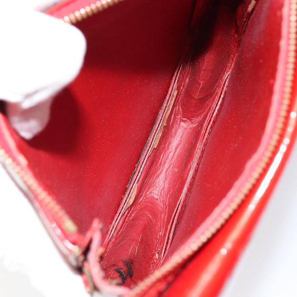 LOUIS VUITTON Monogram Vernis Motto Accessory Pouch Red M91137 LV Auth gh1058