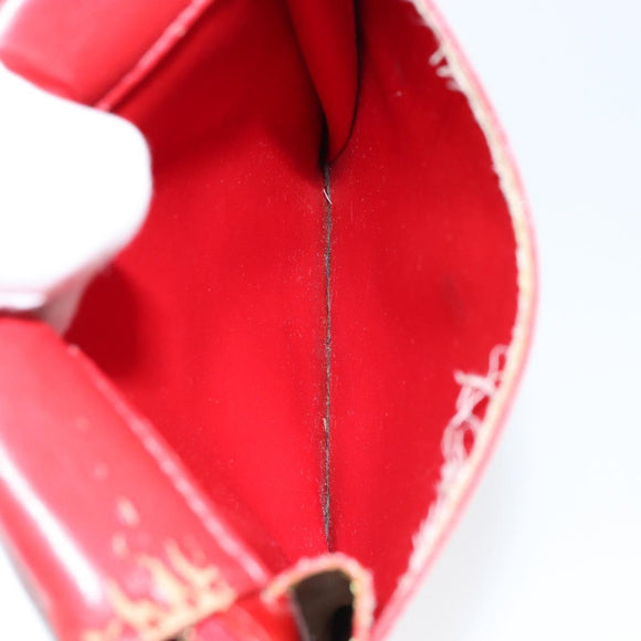 LOUIS VUITTON Monogram Vernis Motto Accessory Pouch Red M91137 LV Auth gh1058