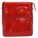 LOUIS VUITTON Monogram Vernis Motto Accessory Pouch Red M91137 LV Auth gh1058-13