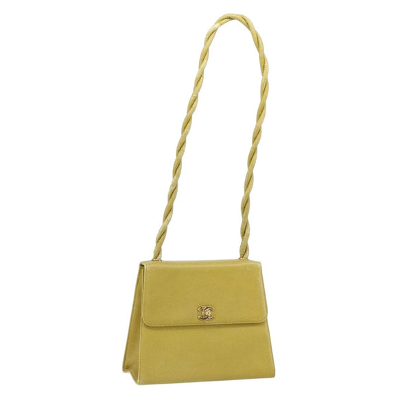 CHANEL Twist Shoulder Bag Caviar Skin Green Gold CC Auth gh1064