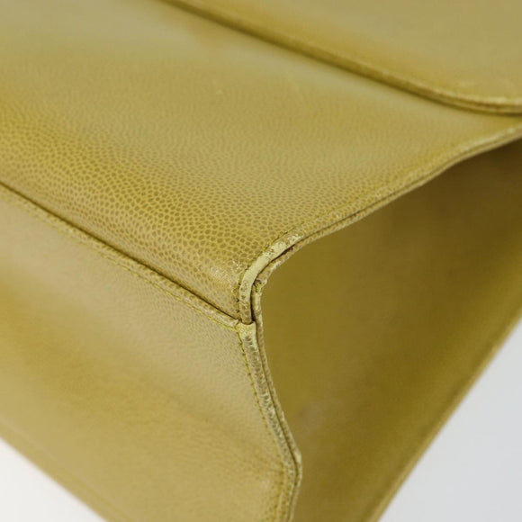 CHANEL Twist Shoulder Bag Caviar Skin Green Gold CC Auth gh1064