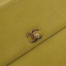 CHANEL Twist Shoulder Bag Caviar Skin Green Gold CC Auth gh1064-17