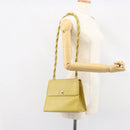 CHANEL Twist Shoulder Bag Caviar Skin Green Gold CC Auth gh1064-24
