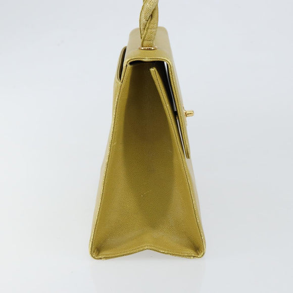 CHANEL Twist Shoulder Bag Caviar Skin Green Gold CC Auth gh1064