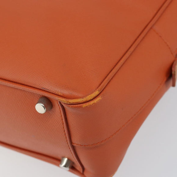 PRADA Shoulder Bag Leather Orange Silver Auth gh1065