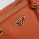 PRADA Shoulder Bag Leather Orange Silver Auth gh1065-19