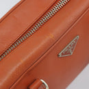 PRADA Shoulder Bag Leather Orange Silver Auth gh1065-8