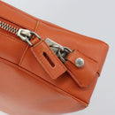 PRADA Shoulder Bag Leather Orange Silver Auth gh1065-20