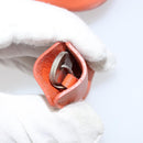 PRADA Shoulder Bag Leather Orange Silver Auth gh1065-9