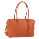 PRADA Shoulder Bag Leather Orange Silver Auth gh1065-1