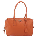 PRADA Shoulder Bag Leather Orange Silver Auth gh1065-13