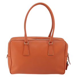 PRADA Shoulder Bag Leather Orange Silver Auth gh1065A - 0