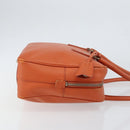 PRADA Shoulder Bag Leather Orange Silver Auth gh1065-3
