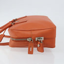 PRADA Shoulder Bag Leather Orange Silver Auth gh1065-4