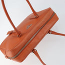 PRADA Shoulder Bag Leather Orange Silver Auth gh1065-6