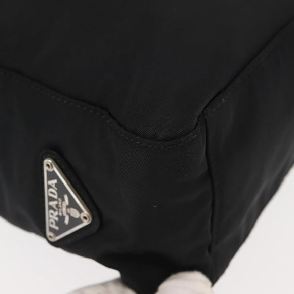 PRADA Tote Bag Nylon Black Silver Auth gh1067