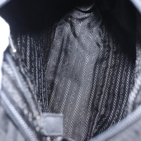 PRADA Tote Bag Nylon Black Silver Auth gh1067