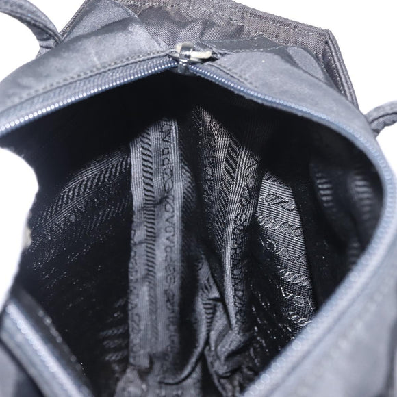 PRADA Tote Bag Nylon Black Silver Auth gh1067