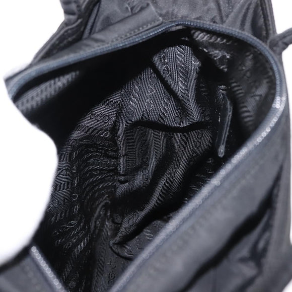 PRADA Tote Bag Nylon Black Silver Auth gh1067