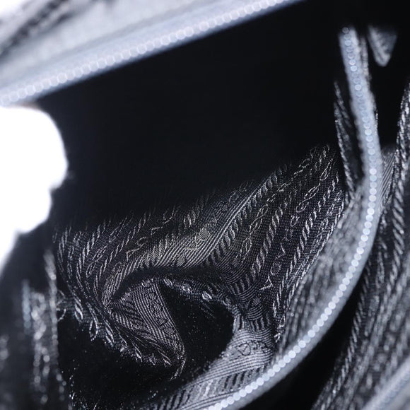 PRADA Tote Bag Nylon Black Silver Auth gh1067