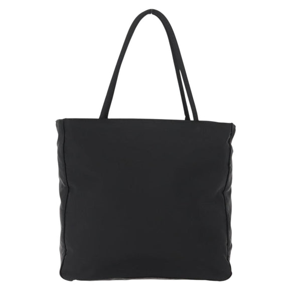 PRADA Tote Bag Nylon Black Silver Auth gh1067