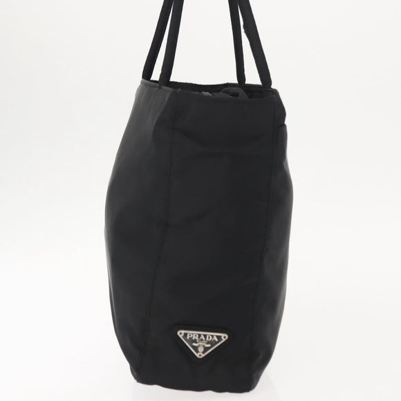 PRADA Tote Bag Nylon Black Silver Auth gh1067