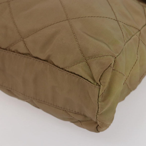 PRADA Chain Shoulder Bag Nylon Beige Gold Auth gh1068