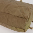 PRADA Chain Shoulder Bag Nylon Beige Gold Auth gh1068-16