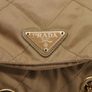 PRADA Chain Shoulder Bag Nylon Beige Gold Auth gh1068-18