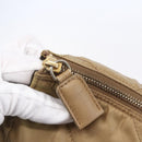 PRADA Chain Shoulder Bag Nylon Beige Gold Auth gh1068-19