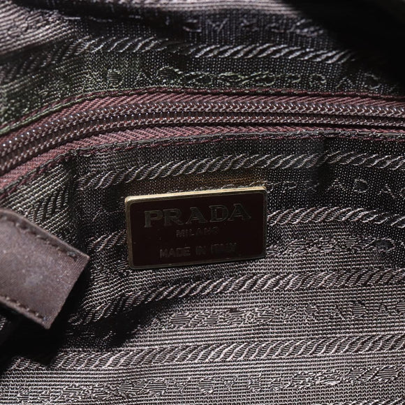 PRADA Chain Shoulder Bag Nylon Beige Gold Auth gh1068
