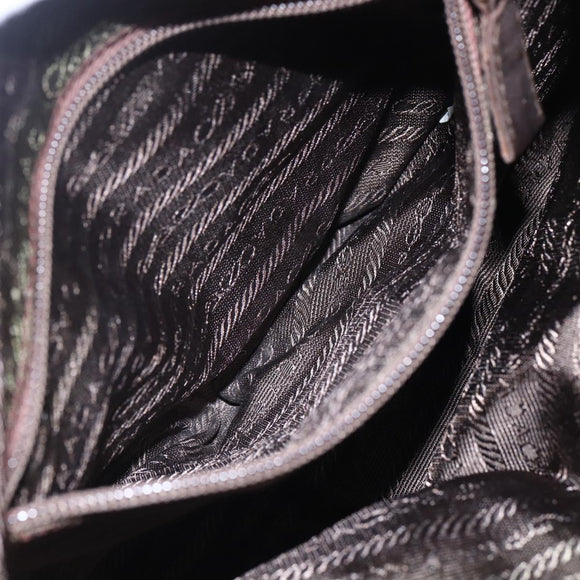 PRADA Chain Shoulder Bag Nylon Beige Gold Auth gh1068