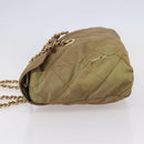 PRADA Chain Shoulder Bag Nylon Beige Gold Auth gh1068-3