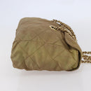 PRADA Chain Shoulder Bag Nylon Beige Gold Auth gh1068-4