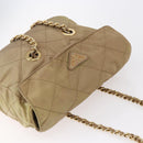PRADA Chain Shoulder Bag Nylon Beige Gold Auth gh1068-6