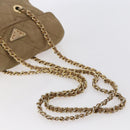 PRADA Chain Shoulder Bag Nylon Beige Gold Auth gh1068-7
