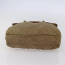 PRADA Chain Shoulder Bag Nylon Beige Gold Auth gh1068-5