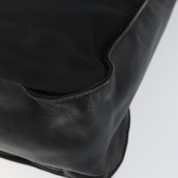 PRADA Hand Bag Nylon Leather Black Silver Auth gh1069