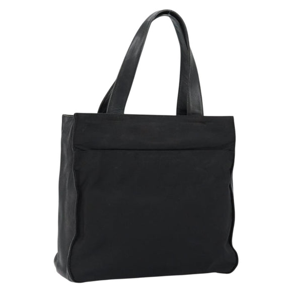 PRADA Hand Bag Nylon Leather Black Silver Auth gh1069