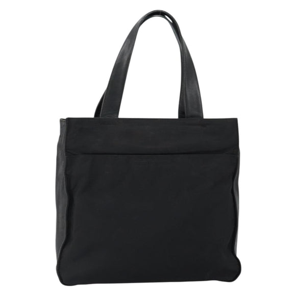 PRADA Hand Bag Nylon Leather Black Silver Auth gh1069