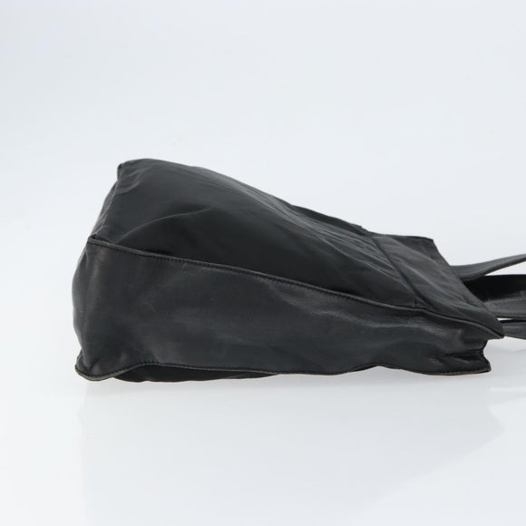 PRADA Hand Bag Nylon Leather Black Silver Auth gh1069