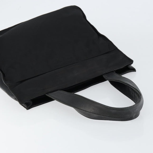 PRADA Hand Bag Nylon Leather Black Silver Auth gh1069