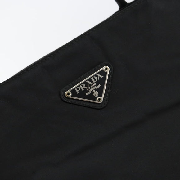 PRADA Hand Bag Nylon Black Silver Auth gh1070