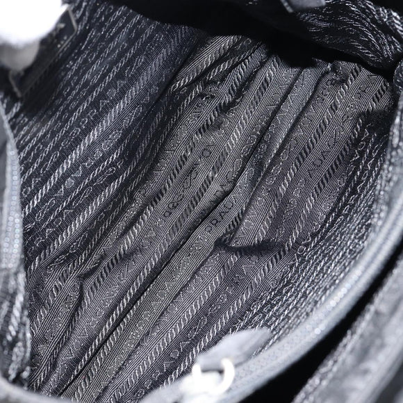 PRADA Hand Bag Nylon Black Silver Auth gh1070