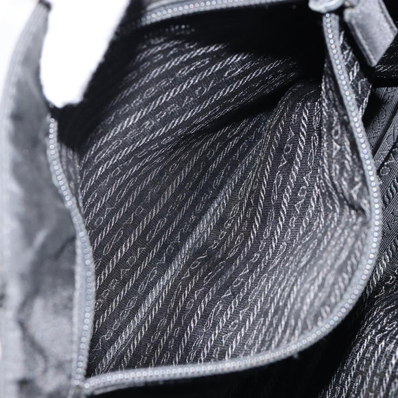 PRADA Hand Bag Nylon Black Silver Auth gh1070