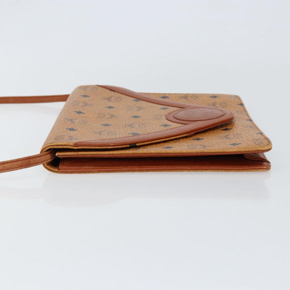 MCM Logogram Vicetos Shoulder Bag PVC Leather Brown Gold Auth gh1073