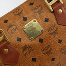MCM Logogram Vicetos Boston Bag PVC Leather Brown Gold Auth gh1074-12