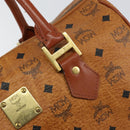 MCM Logogram Vicetos Boston Bag PVC Leather Brown Gold Auth gh1074-10