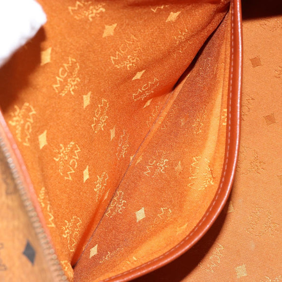 MCM Logogram Vicetos Boston Bag PVC Leather Brown Gold Auth gh1074