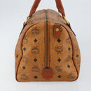 MCM Logogram Vicetos Boston Bag PVC Leather Brown Gold Auth gh1074-4